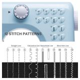 Sewing Machine for Beginners with Extension Table Mini Sewing Machines Kit Supplies 12 Built-in Stitches with Needles Assorted Thread Kit Starter Kit Easiest for Adult and Kids