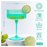 XUWAIDSGN 24 Pcs Champagne Martini Glasses 9 Oz with Gilded Removable Gold Rim Coupe Glasses Pink Martini Glasses Plastic Mimosa Vintage Coupe Glasses Set For Wedding Anniversary (24, Teal)