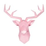 XYQXYQ Pink Deer Head Wall Sculpture,Modern Art Wall Hanging,3D Wall Decor,Gallery Living Room Resin Animal Head Decoration