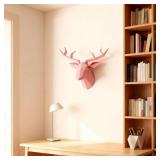 XYQXYQ Pink Deer Head Wall Sculpture,Modern Art Wall Hanging,3D Wall Decor,Gallery Living Room Resin Animal Head Decoration