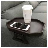 Sofa Arm Clip Table, Armrest Tray Table, Drinks/Remote Control/Snacks Holder â¦ (Platic, Brown)