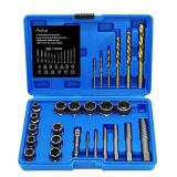 Axelord Screw Extractor Set, 26 Pieces Bolt Extractor Kit & Left Hand Drill Bit Kit, Easy Out Bolt Extractor Set with Hex Adapter for Broken, Damaged, Rusted, Rounded-Off Bolts, Nuts & Screws