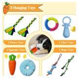 IAIGOGO Puppy Play Gym with 8 Hanging Toys for Teething &Chewing, Interactive Activity Center for Small Dogs to Relieve Boredom & Anxiety, Indoor Enrichment Toys to Keep Them Busy (Square)