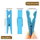 (Pack of 128) Mini Wooden Colored clothespins Light Blue
