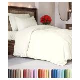 Duvet Cover Twin/Twin XL Size - Extra Soft Twin/Twin XL Size Duvet Cover - Lightweight & Breathable & Fade Free with Zipper Closures and Ties - 68\" x 90\" Inches - (Ivory) Comforter Not Included
