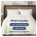 Duvet Cover Twin/Twin XL Size - Extra Soft Twin/Twin XL Size Duvet Cover - Lightweight & Breathable & Fade Free with Zipper Closures and Ties - 68\" x 90\" Inches - (Ivory) Comforter Not Included