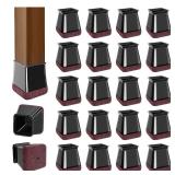 OCONDA 20 Pcs Chair Leg Floor Protectors for Hardwood Floors, Black Rubber Furniture Sliders with Felt, Silicone Furniture Leg Caps Covers (Fit Square Diameter:13/16\" to 1\")