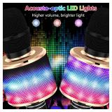 Amazmic Kids Karaoke Microphone Machine Toy Bluetooth Microphone Portable Wireless Karaoke Machine Handheld with LED Lights, Gift for Children Adults Birthday Party, Home KTV(Black Gold)