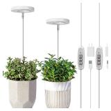 LORDEM Grow Light, Full Spectrum LED Plant Light for Indoor Plants, Height Adjustable Growing Lamp with Auto On/Off Timer 4/8/12H, 4 Dimmable Brightness, Ideal for Small Plants, 2 Packs