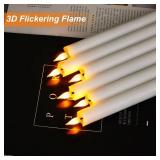 Homemory 3 Pcs Waxy Flameless Taper Candles with Remote, Flickering Battery Operated Taper Candles, Led Flameless Candlesticks Classic Tall Candle for Home, Wedding, Party, White, 9.6 inches
