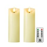 Guluto Flameless Flickering Candles, Battery Operated Candles, 2\"x6\", Set of 2, Ivory Real Wax Pillar LED Candle with 10-Key Remote Control and Timer for Home Fireplace, Wedding, Party Decoration
