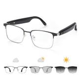 Bluetooth Audio Smart Glasses, Blue Light Glasses for Women Men, Remote Shooting, Open Ear Sound Mic & Speakers, Magnetic Charging, Color-Changing Polarized Sunglasses Lenses, Voice Assistantï¼GS0