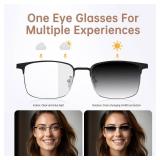 Bluetooth Audio Smart Glasses, Blue Light Glasses for Women Men, Remote Shooting, Open Ear Sound Mic & Speakers, Magnetic Charging, Color-Changing Polarized Sunglasses Lenses, Voice Assistantï¼GS0