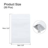 uxcell 50pcs Kraft Stand Up Pouches Sealable Paper Bags Foil Resealable Seal Pouches Packaging Zipper Bags for Food Storage Sample Package, White, 3.5x5.5 Inch