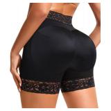 DERCA Padded Underwear for Women Butt Lifting Shapewear Booty Pads Hip Enhancer Lace Boyshorts (Black,Medium)