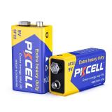 PKCELL 9 Volt Battery, 2 Pack 9V Batteries for Smoke Detector, Alarms, 6F22 Square Battery Long Lasting