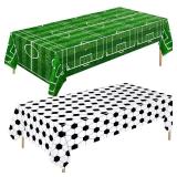 Mixweer 2 Pcs Soccer Plastic Tablecloth Party Decorations 54 x 108 Inch Disposable Plastic Table Cover for Soccer Birthday Party Decorations