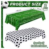 Mixweer 2 Pcs Soccer Plastic Tablecloth Party Decorations 54 x 108 Inch Disposable Plastic Table Cover for Soccer Birthday Party Decorations