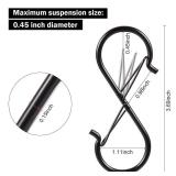 10 Pack S Hooks for Hanging, 3.7 Inch Metal Plant Hooks for Hanging Baskets, with Double Locking & Clasp, S Hooks Outdoor, Heavy Duty S Shaped Hooks with Double Safety Buckle, for Bird Feeders,Lights