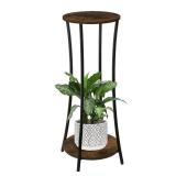 YINMIT Plant Stand Indoor,2 Tier Round Potted Holder Rack,Flower Pot Stand Shelf,Round Supports Rack,Corner Plant Shelf for Balcony Garden Patio Living Room,Brown