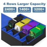 Mlikero Card Deck Case, 2400+ Trading Card Storage Box with 10 Colorful Dividers and 4 Foam Stoppers, Leather Magnetic Closure Commander Deck Box Fit for MTG, TCG (4 Rows, Black&Blue)