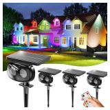 MOFOYEAH Solar Spot Lights Outdoor Waterproof IP68, RGB Colors Changing Solar Lights with 4 Lighting Modes, Solar Powered Lights Outdoor for Garden Yard Outside Landscape (4Pack)