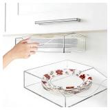 ZAVOOS Paper Plate Dispenser, 10 Inch Large Wall Mounted Acrylic Paper Plates Holder Under Cabinet, Easy Access Vertical Plate Organizer for Kitchen Counter, Fits Round and Square Plates