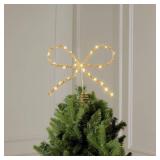 JARTEEK Christmas Tree Topper, 11â Bow Tree Topper with 20 LED Lighted for Christmas Tree Decoration Indoor Xmas Decorations, Holiday Party Indoor Decor (Gold)