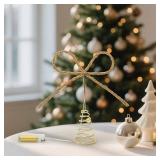 JARTEEK Christmas Tree Topper, 11â Bow Tree Topper with 20 LED Lighted for Christmas Tree Decoration Indoor Xmas Decorations, Holiday Party Indoor Decor (Gold)