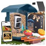 birdsnapÂ® PAV-Bird Feeder with Camera,2K HD with 64GB Card, AI Identify Smart Bird House Cam Solar Panel,Live Stream,Motion Detection,Auto Record Video for Backyard Outdoors,Ideal Gift for Bird Lov