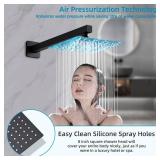 RTTWYYUU Matte Black Faucet Set Shower Head with Tub Spout and Handle System Square Wall Mount for Bathroom