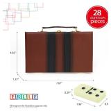 ERLLE - Premium Double 6 Dominoes Set, Classic Domino Game with Leather Case, Domino Set for Adults & Kids, Durable, Travel-Friendly, and Easy to Read Tiles