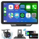 Portable Wireless with Apple CarPlay and Android Auto Screen for Car, 7\" HD Touch Screen Car Stereo with Mirror Link, Bluetooth 5.2, Backup Camera, AUX,FM Transmitter for All Vehicle
