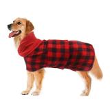 Geyecete Dog Drying Coat -Dry Fast Dog Bag-Microfibre Fast Drying Super Absorbent Pet Dog Cat Bath Robe Towel-Red Black Grid-XL