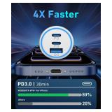 WODENTA for iPhone 17/16/15 Pro Max Car Charger, 67W 3-Port Fast USB C Car Charger Power Cigarette Lighter Adapter with 3FT USB C to C Cable for iPhone 17/17 Pro/Air/16/15 Pro Max/Plus/16e, iPad