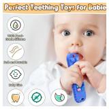 AiTuiTui Baby Teething Relief Chew Toys for 3 6 9 12 Months Essentials, Silicone Teether Remote Control Bath Toy for Autism Newborn Infant Boy Girl Baby Shower Birthday Gifts, Dark
