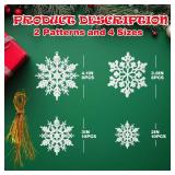 A36 Packs Christmas Ornaments, White Snowflake and Colorful Xmas Tree Decorations, Winter Wonderland Holiday Decor for Home, Adornos de Navidad.