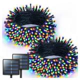 JMEXSUSS 2 Pack Solar String Lights Outdoor Waterproof, Total 400 LED 151FT Solar Christmas Lights Outdoor, 8 Modes Christmas Light for Outside Patio Yard Tree Decorations, Multicolor