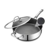 SNOWCLAD Frying Pans Nonstick with Lid,Hybrid Non Stick 5 Quart Saute pan,PFOA Free Cookware,Stainless Steel skillet,12 inch Deep Saute Pan,Dishwasher&Oven Safe,Works on All Cooktops
