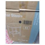 Black Leather Bar Stools with Brass Studs