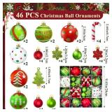 Feivando 46 Pcs Christmas Ball Ornaments for Tree Xmas Glittering Hanging Balls Red Green Plastic Baubles for Holiday Home Indoor Outdoor Party Decor