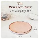 MORA Ceramic Flat Dinner Plates Set of 6, 10.5 in High Edge Dish Set - Microwave, Oven, and Dishwasher Safe, Scratch Resistant, Modern Dinnerware- Kitchen Porcelain Serving Dishes - Assorted Neutrals