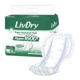 LivDry High Absorbency Pad Insert for Incontinence Briefs and Adult Diapers, Women and Men, Hyper 1600 (30 Count)