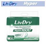 LivDry High Absorbency Pad Insert for Incontinence Briefs and Adult Diapers, Women and Men, Hyper 1600 (30 Count)