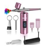 SICOPRO Airbrush Kit, Cordless Airbrush for Nails, Air Brush Kit With Air Compressor for Models/Shoes/Cakes/Hair, Air Brush Guns For Painting (Pink)