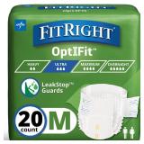 FitRight Ultra Adult Diapers, Disposable Incontinence Briefs, Leak-Proof Diaper, Absorbent Briefs For Men and Women, Maximum Protection, Medium, 32 â 44 in, 20 briefs per bag
