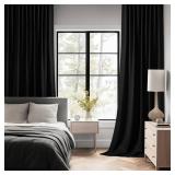 MIULEE 2 Panels Back Tab Blackout Curtains 96 Inch Long for Living Room Bedroom, Halloween Black Rod Pocket/Pinch Pleated Thermal Insulated Room Darkening Light Blocking Floor to Ceiling Curtain/Drape