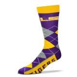 For Bare Feet NCAA LSU Tigers Argyle Line Up Dress Sock Team Color OSFM