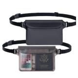 CADONO 2-Pack Waterproof Pouch with Adjustable Waist Strap | Screen Touch Sensitive Dry Bag, Keep Your Phone and Valuables Dry, Perfect for Swimming Kayaking Boating Fishing Beach Diving (Gray+Black)