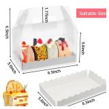 Handepo 25 Pcs Clear Gable Boxes Clear Favor Bakery Gift Boxes Treats with Cardboard and Handles for Cookie Pastry Cupcake Dessert Wedding Party, 6.3 x 3.6 x 3.6